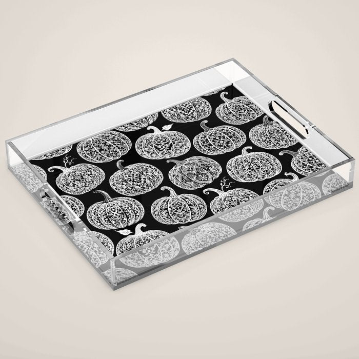 Lace Pumpkin Halloween Pattern Needle Bobbin Crochet Thread Acrylic Tray Gallery Image 1