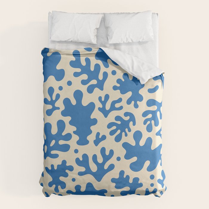 Abstract organic blue leaf art pattern Duvet Cover Gallery Image 6