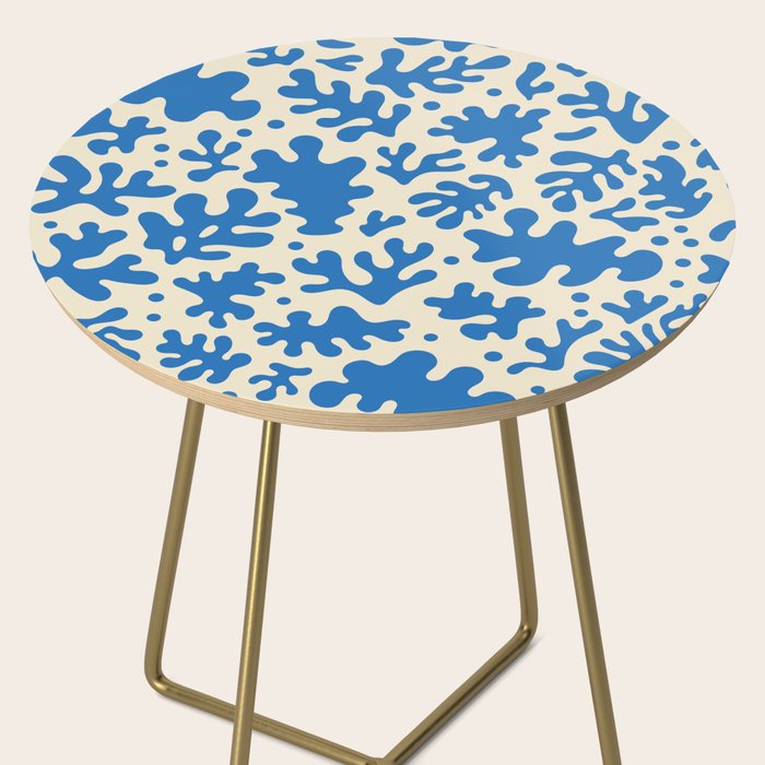 Abstract organic blue leaf art pattern Side Table Gallery Image 2