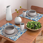 Abstract organic blue leaf art pattern Placemat Gallery Image 2