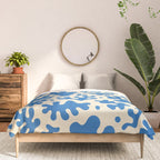 Abstract organic blue leaf art pattern Comforter Gallery Image 3
