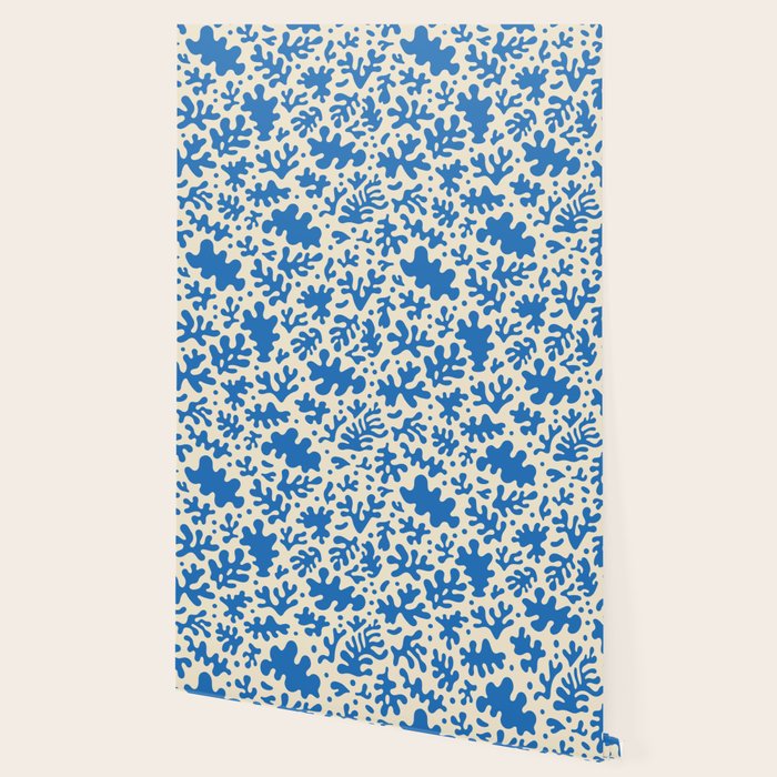 Abstract organic blue leaf art pattern Wallpaper Gallery Image 2
