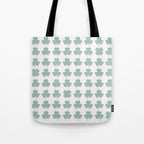 Clovers XXIX Teal Green Botanical Pattern Tote Bag Gallery Image 1