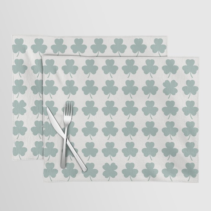 Clovers XXIX Teal Green Botanical Pattern Placemat Gallery Image 1