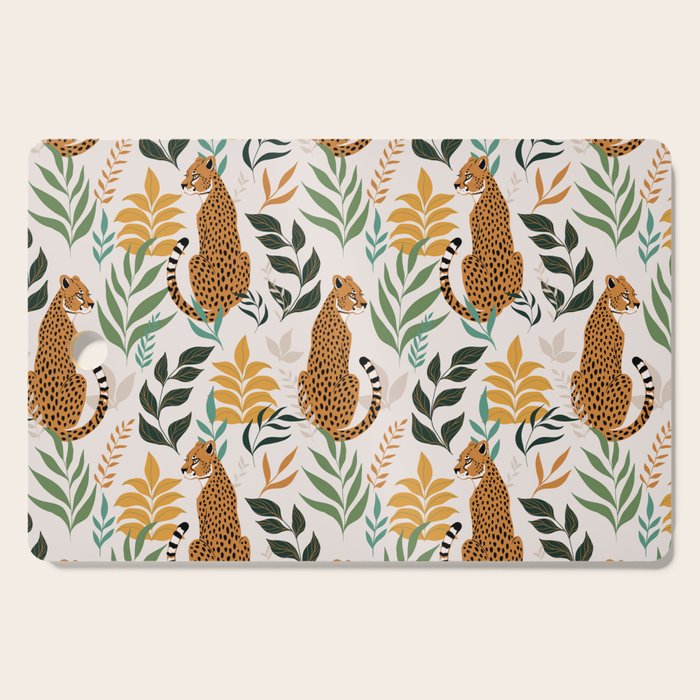 Spring Cheetah Pattern I - Green and Yellow Cutting Board Gallery Image 1