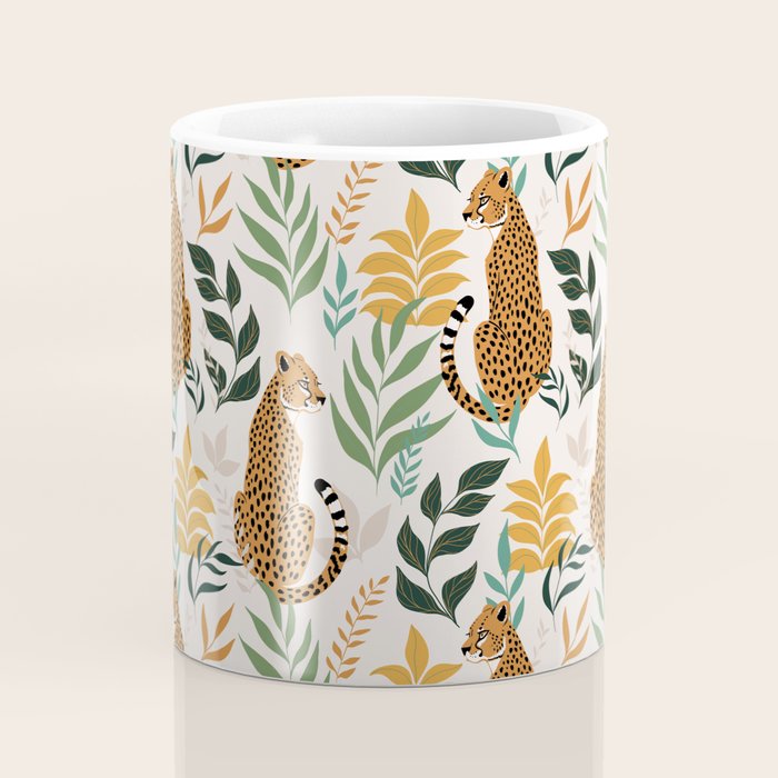 Spring Cheetah Pattern I - Green and Yellow Coffee Mug Gallery Image 4