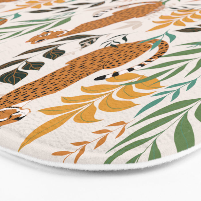 Spring Cheetah Pattern I - Green and Yellow Bath Mat Gallery Image 3