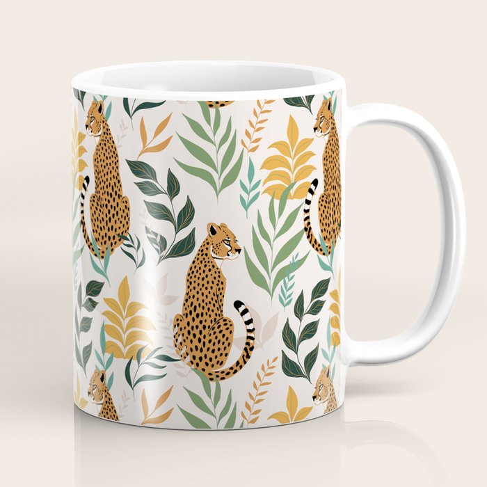 Spring Cheetah Pattern I - Green and Yellow Coffee Mug Gallery Image 1
