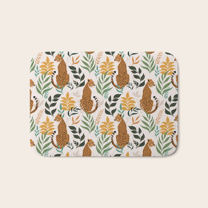 Spring Cheetah Pattern I - Green and Yellow Bath Mat Gallery Image 1