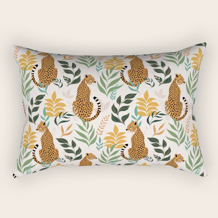Spring Cheetah Pattern I - Green and Yellow Rectangular Pillow Gallery Image 1
