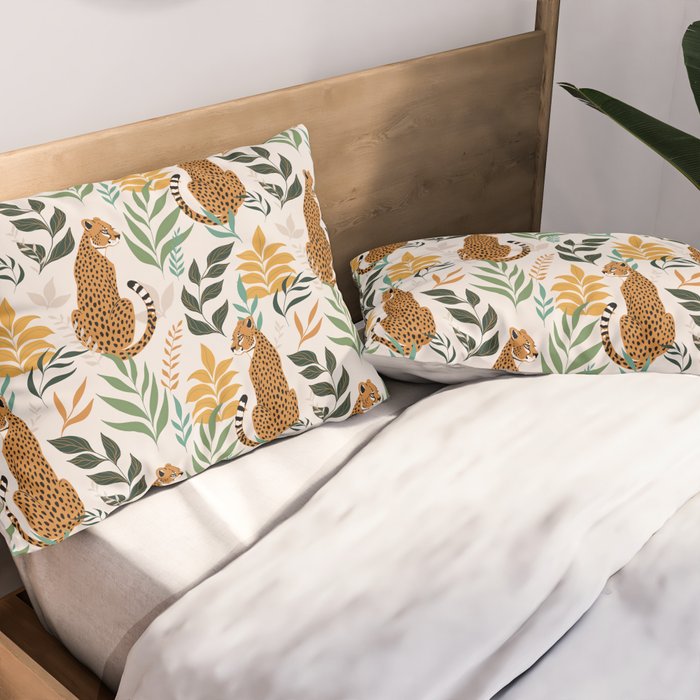 Spring Cheetah Pattern I - Green and Yellow Pillow Sham Gallery Image 2