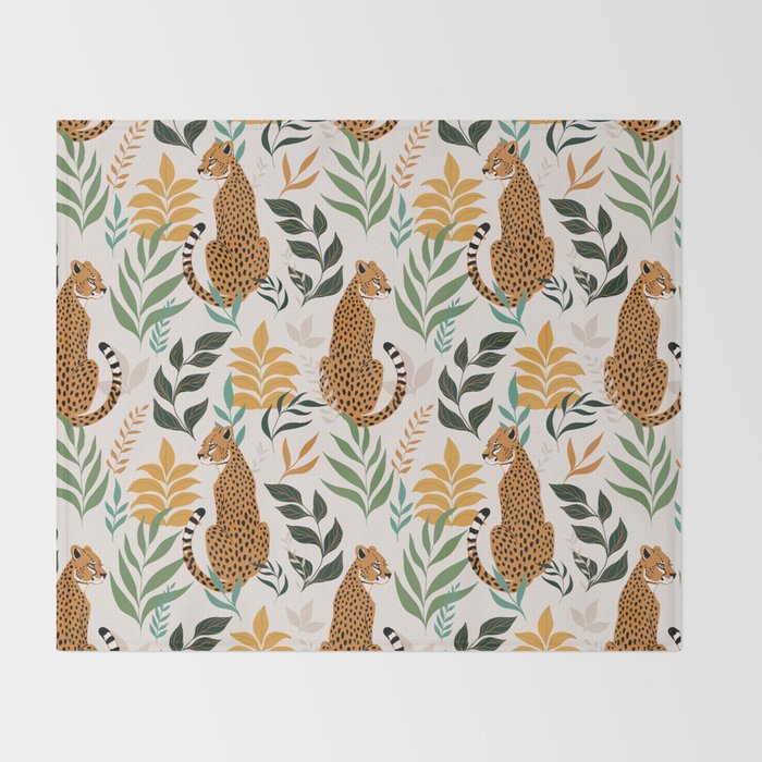 Spring Cheetah Pattern I - Green and Yellow Throw Blanket Gallery Image 2