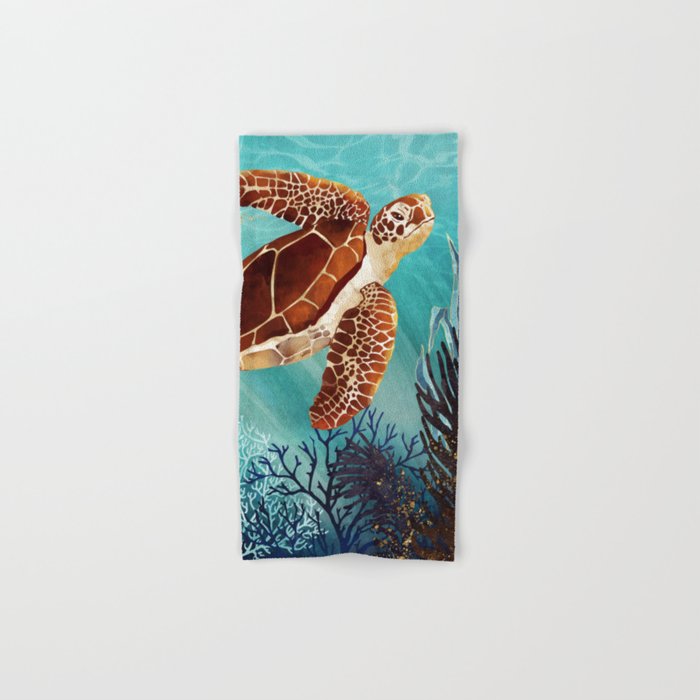 Metallic Sea Turtle Bath Towel Gallery Image 1