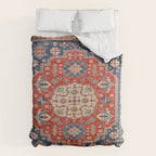 Red And Blue Madallion Kazak Handmade Rug Comforter Gallery Image 6