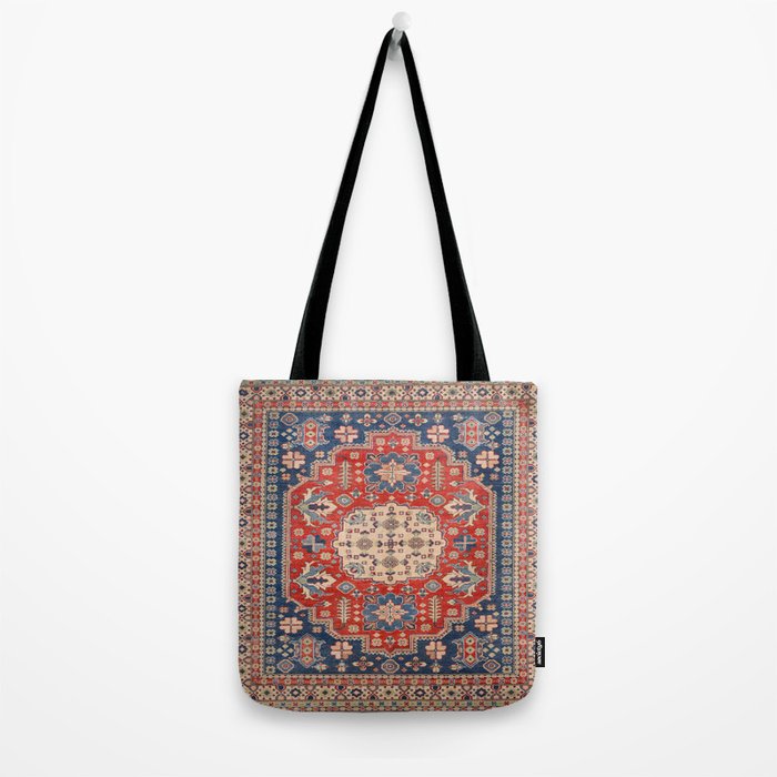 Red And Blue Madallion Kazak Handmade Rug Tote Bag Gallery Image 2