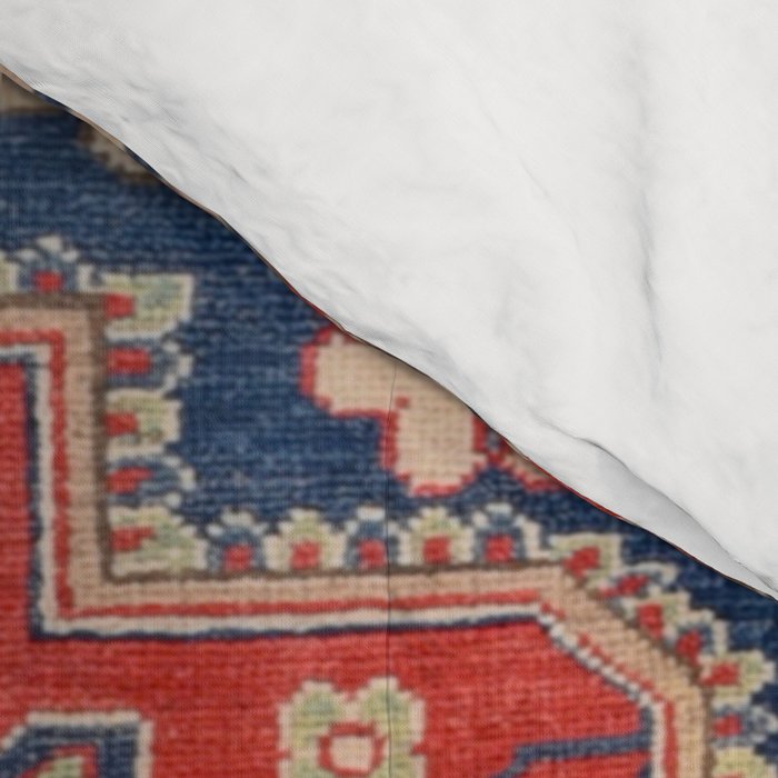 Red And Blue Madallion Kazak Handmade Rug Comforter Gallery Image 4