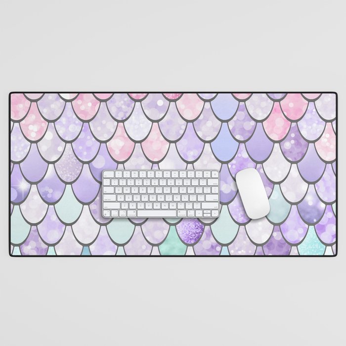 Mermaid Pastel Pink Purple Aqua Teal Desk Mat Gallery Image 1