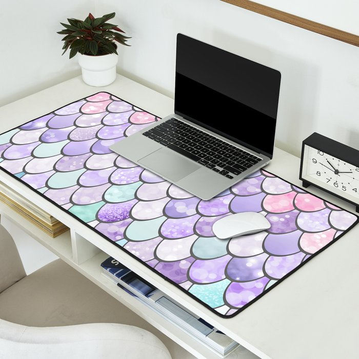 Mermaid Pastel Pink Purple Aqua Teal Desk Mat Gallery Image 2