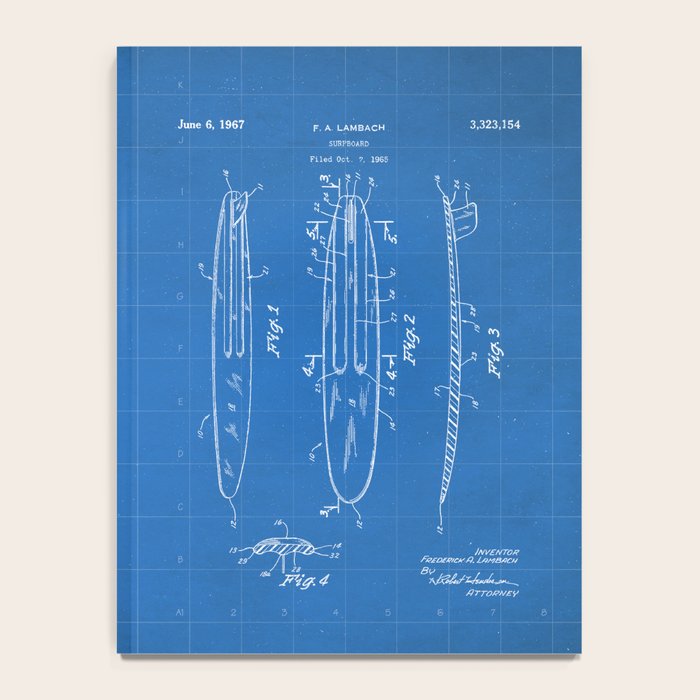 Surfboard Patent - Surfer Surfing Lover Art - Blueprint Notebook Gallery Image 4