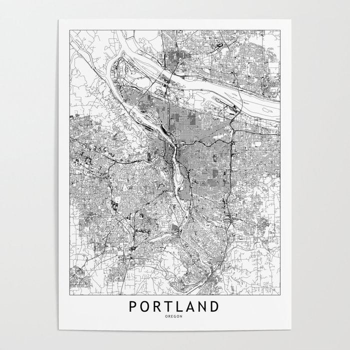 Portland White Map Poster Gallery Image 4