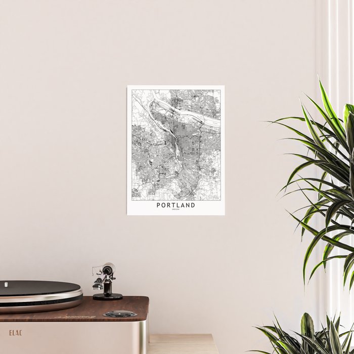 Portland White Map Poster Gallery Image 2