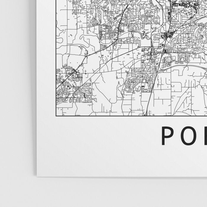 Portland White Map Poster Gallery Image 3