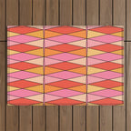 Pink Orange Yellow Harlequin Colorful Mid Century Geometric Pattern Outdoor Rug Gallery Image 1
