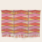 Pink Orange Yellow Harlequin Colorful Mid Century Geometric Pattern Wall Hanging Gallery Image 1