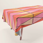 Pink Orange Yellow Harlequin Colorful Mid Century Geometric Pattern Tablecloth Gallery Image 1