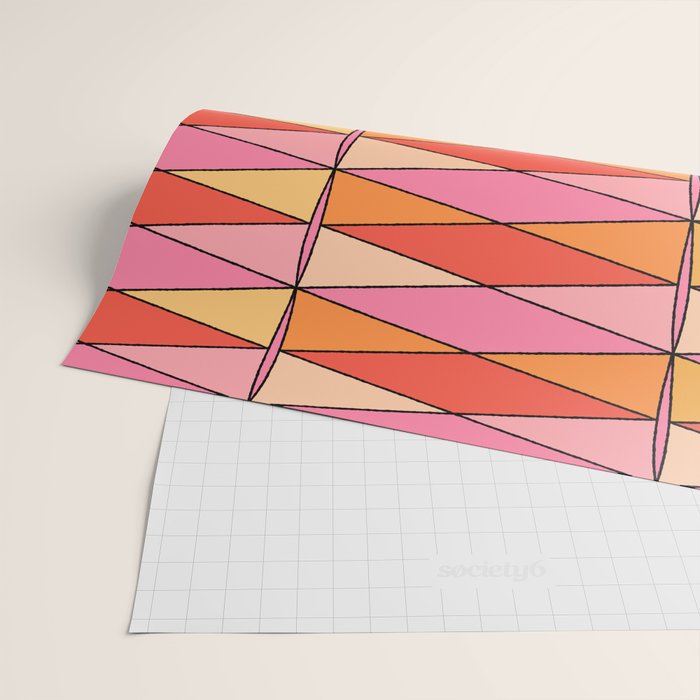 Pink Orange Yellow Harlequin Colorful Mid Century Geometric Pattern Wrapping Paper Gallery Image 2