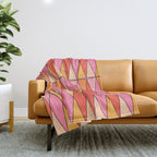 Pink Orange Yellow Harlequin Colorful Mid Century Geometric Pattern Throw Blanket Gallery Image 1