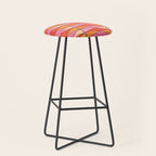 Pink Orange Yellow Harlequin Colorful Mid Century Geometric Pattern Stool Gallery Image 1