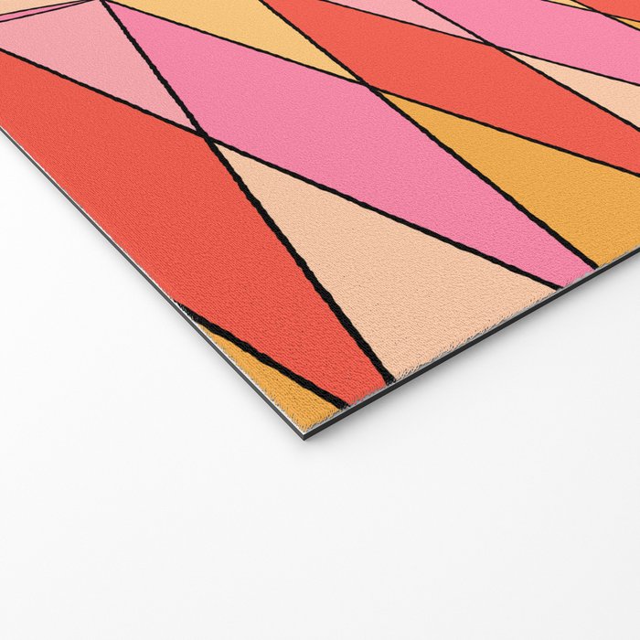 Pink Orange Yellow Harlequin Colorful Mid Century Geometric Pattern Welcome Mat Gallery Image 2