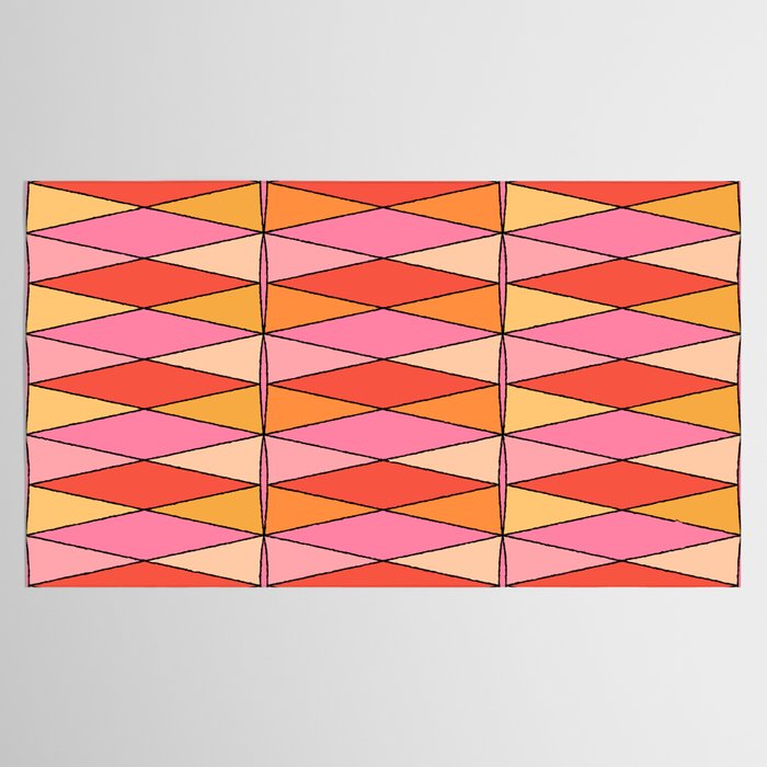 Pink Orange Yellow Harlequin Colorful Mid Century Geometric Pattern Tablecloth Gallery Image 2