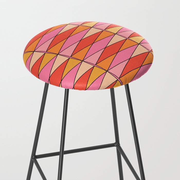 Pink Orange Yellow Harlequin Colorful Mid Century Geometric Pattern Stool Gallery Image 2
