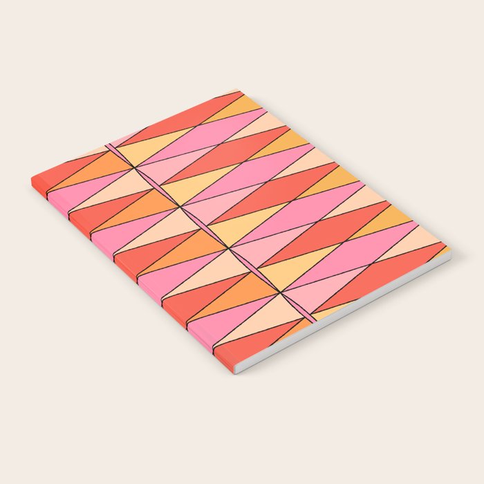 Pink Orange Yellow Harlequin Colorful Mid Century Geometric Pattern Notebook Gallery Image 2