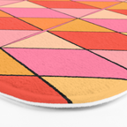 Pink Orange Yellow Harlequin Colorful Mid Century Geometric Pattern Bath Mat Gallery Image 3