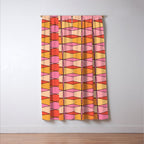 Pink Orange Yellow Harlequin Colorful Mid Century Geometric Pattern Window Curtain Gallery Image 3