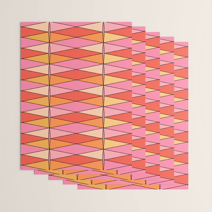 Pink Orange Yellow Harlequin Colorful Mid Century Geometric Pattern Wrapping Paper Gallery Image 3