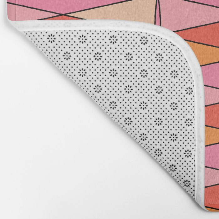 Pink Orange Yellow Harlequin Colorful Mid Century Geometric Pattern Bath Mat Gallery Image 2