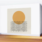Ocean wave gold sunrise - mid century style Wall Mural Gallery Image 2