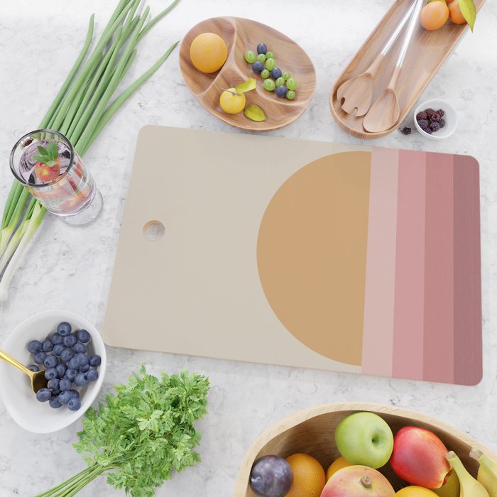 Minimal Retro Sunset Sunrise - Neutral Pink Cutting Board Gallery Image 2