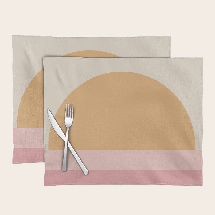 Minimal Retro Sunset Sunrise - Neutral Pink Placemat Gallery Image 1
