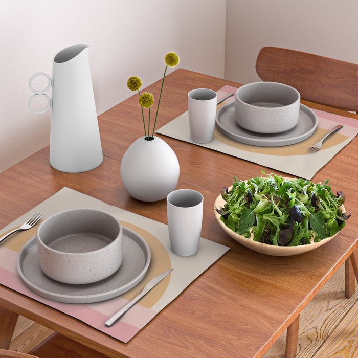 Minimal Retro Sunset Sunrise - Neutral Pink Placemat Gallery Image 2