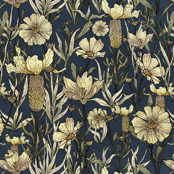 Midnight blue hand-drawn vintage garden  Coffee Mug Gallery Image 2