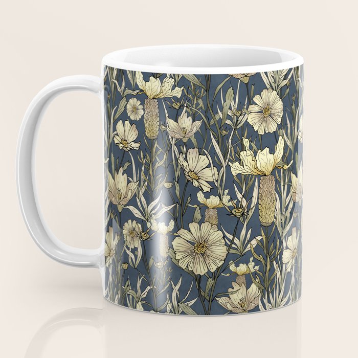Midnight blue hand-drawn vintage garden  Coffee Mug Gallery Image 3