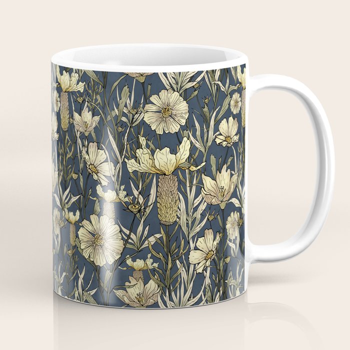 Midnight blue hand-drawn vintage garden  Coffee Mug Gallery Image 1