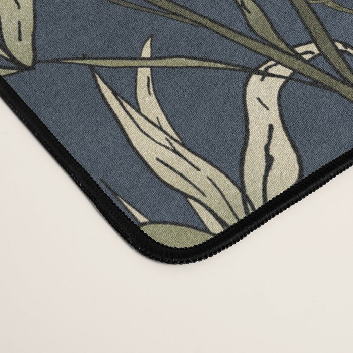 Midnight blue hand-drawn vintage garden  Desk Mat Gallery Image 4