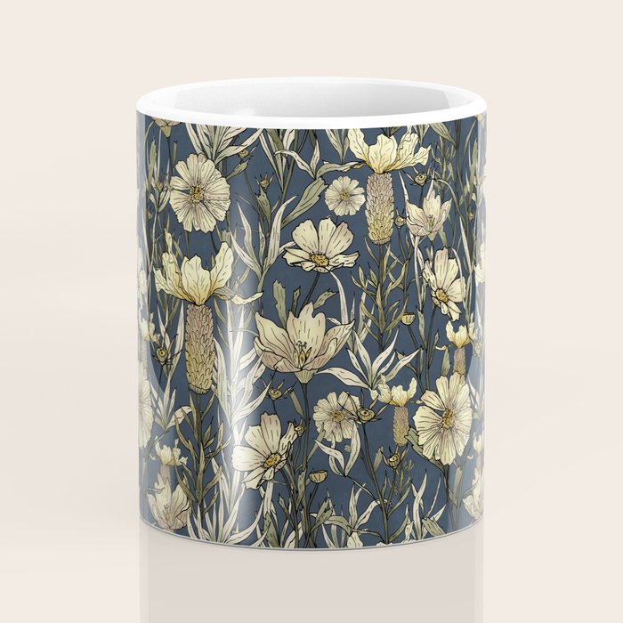 Midnight blue hand-drawn vintage garden  Coffee Mug Gallery Image 4