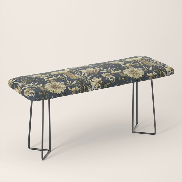 Midnight blue hand-drawn vintage garden  Bench Gallery Image 1